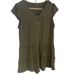 Lily Rose XL Button Down Olive Green Romper